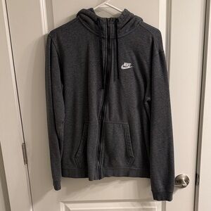 Nike Men's Dark Gray Zip-Up Hoodie Sweatshirt